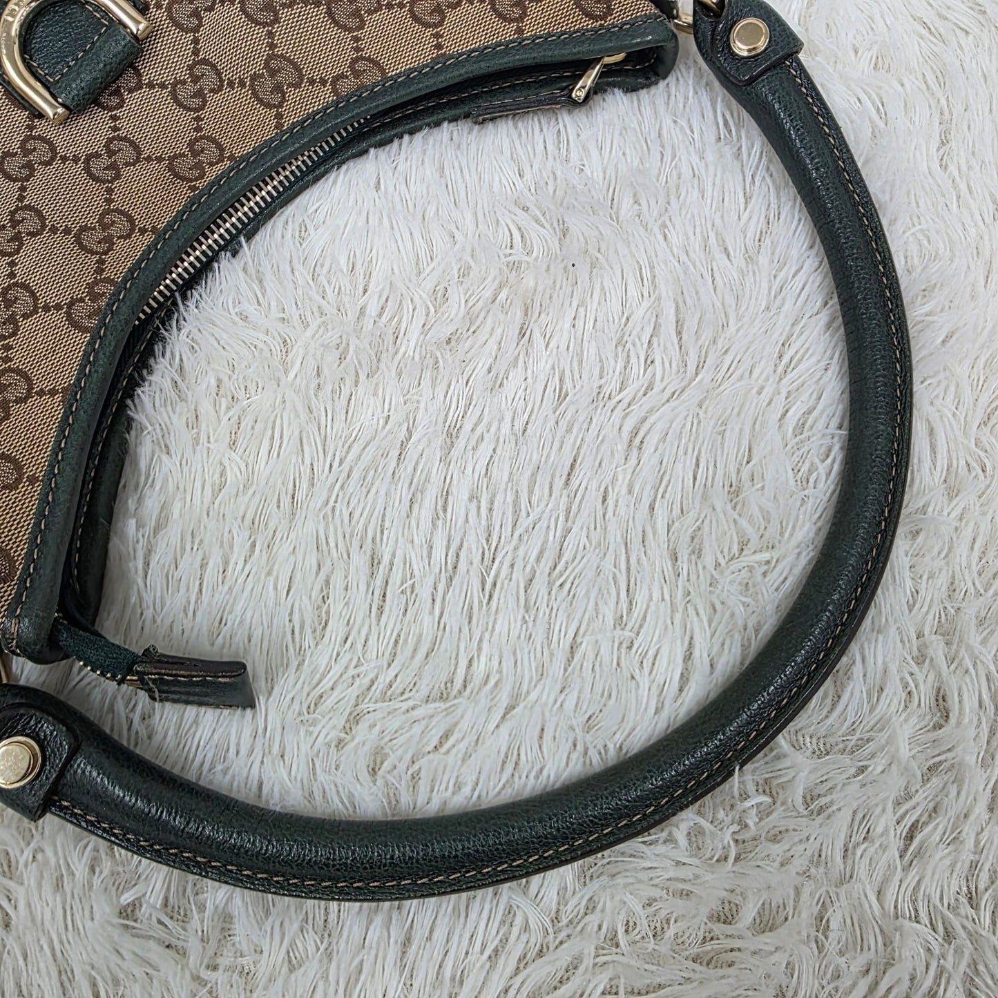 GUCCI Abbey GG Canvas Shoulder & Hand Handbag in Beige and Dark Brown [Pre-Owned]