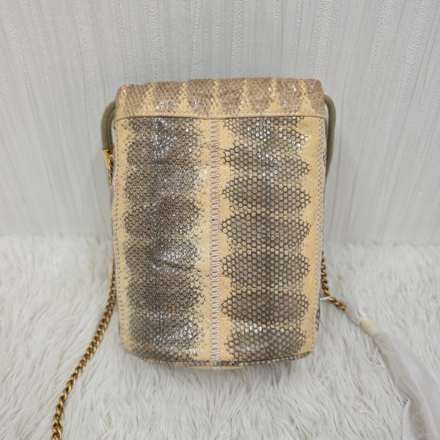 GUCCI Zumi Leather Shoulder Handbag in Cream and Grey [Pre-Owned]