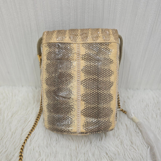 GUCCI Zumi Leather Shoulder Handbag in Cream and Grey [Pre-Owned]