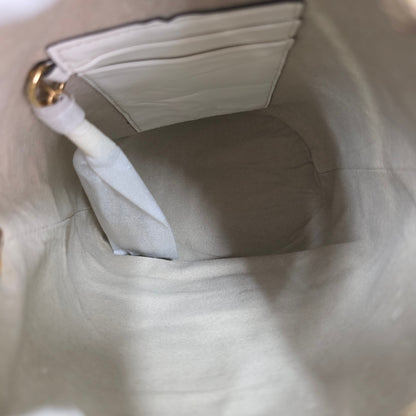 GUCCI Zumi Leather Shoulder Handbag in Cream and Grey [Pre-Owned]