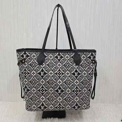 LOUIS VUITTON Neverfull MM Monogram Jacquard Tote Bag in Grey (M57230) [Pre-Owned]