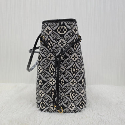 LOUIS VUITTON Neverfull MM Monogram Jacquard Tote Bag in Grey (M57230) [Pre-Owned]