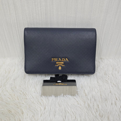 PRADA Chain Wallet Leather [Pre-Owned]