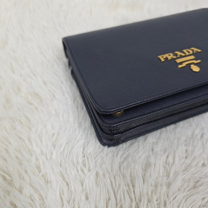 PRADA Chain Wallet Leather [Pre-Owned]
