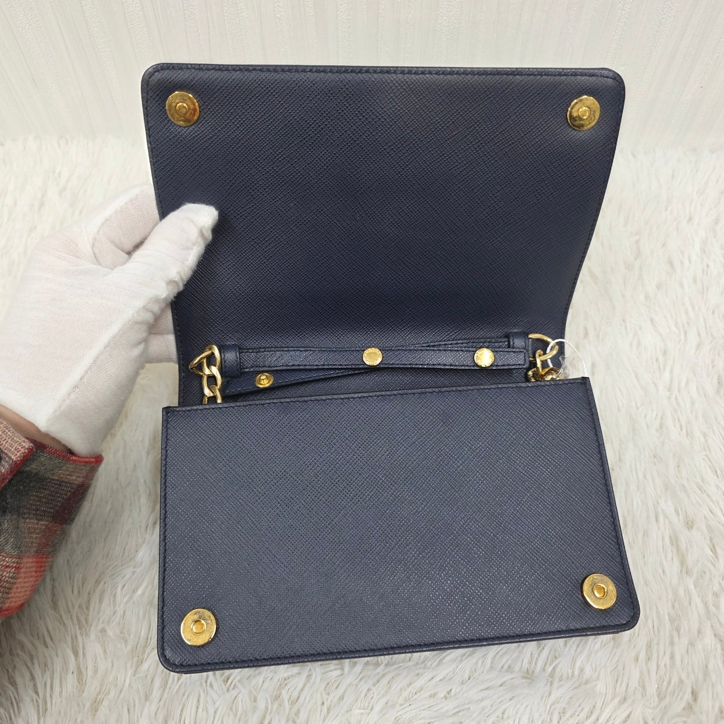 PRADA Chain Wallet Leather [Pre-Owned]