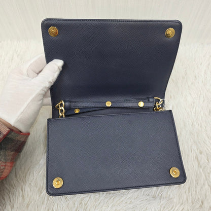 PRADA Chain Wallet Leather [Pre-Owned]