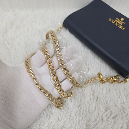 PRADA Chain Wallet Leather [Pre-Owned]