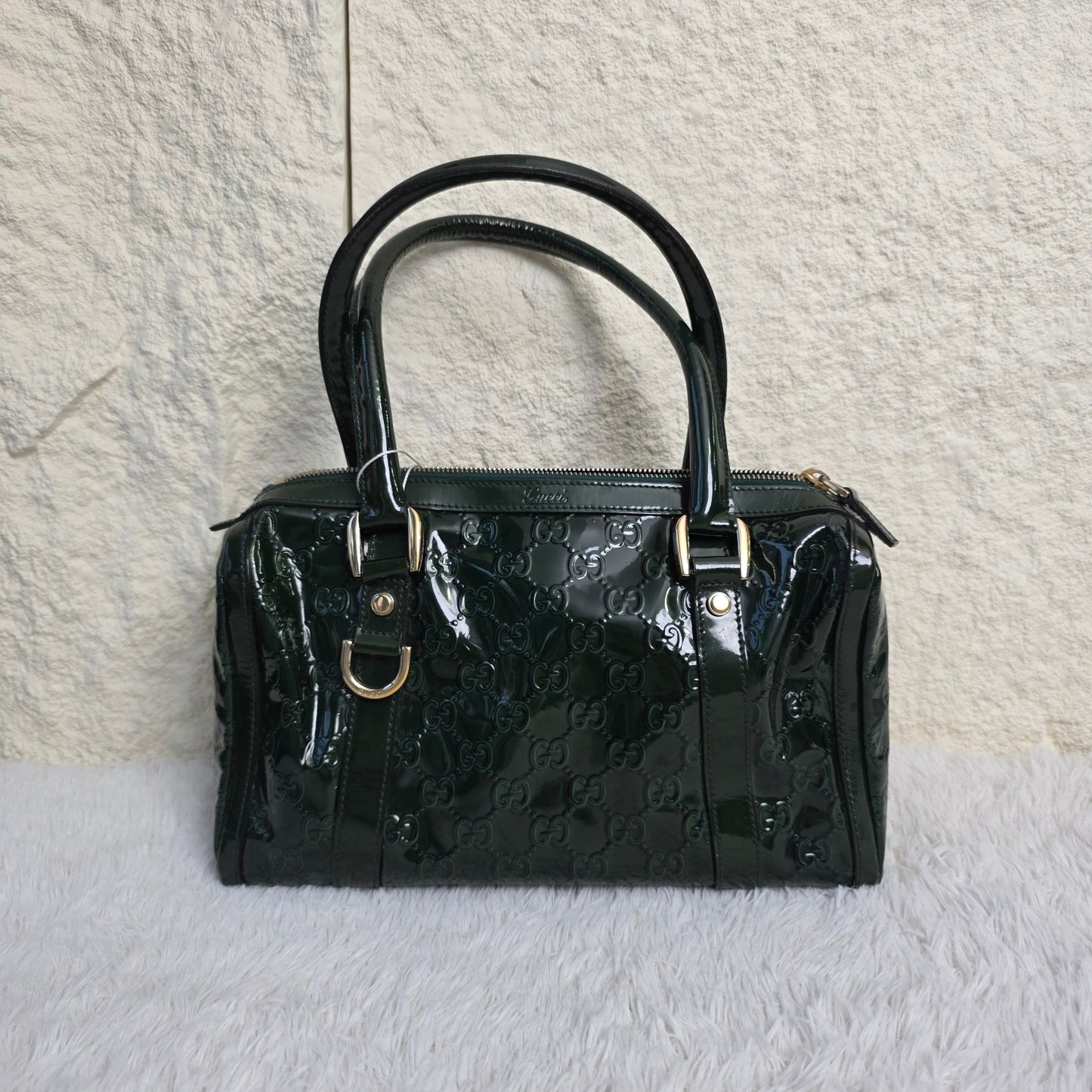 Gucci 深绿色漆皮 Microguccissima 手提包（二手） 
