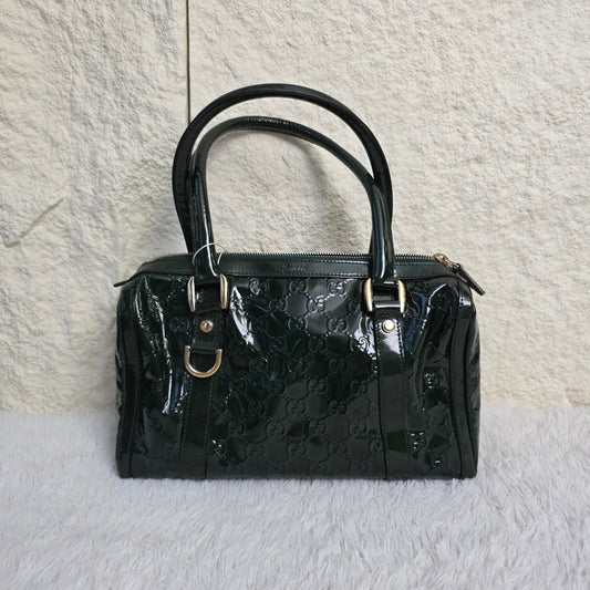 Gucci Dark Green Patent Microguccissima Handbag (Pre-owned)