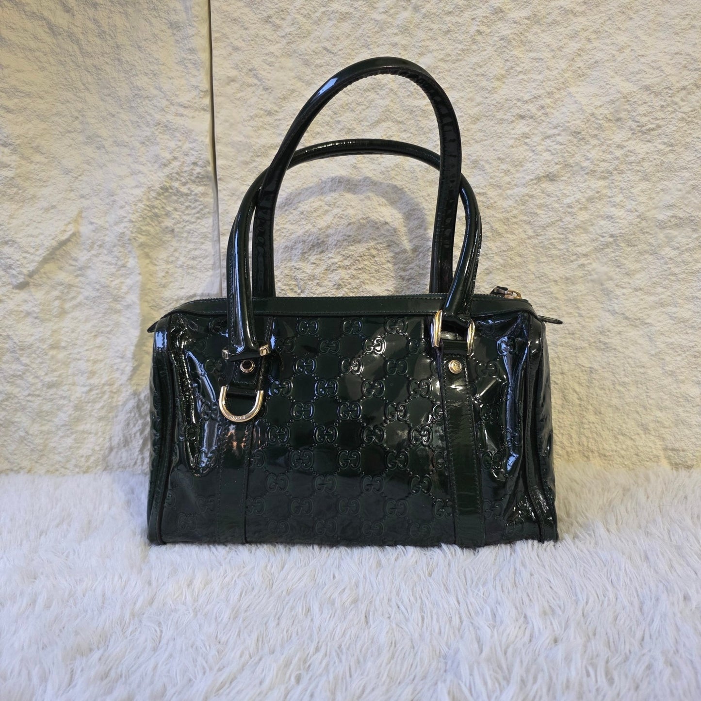 Gucci 深绿色漆皮 Microguccissima 手提包（二手） 