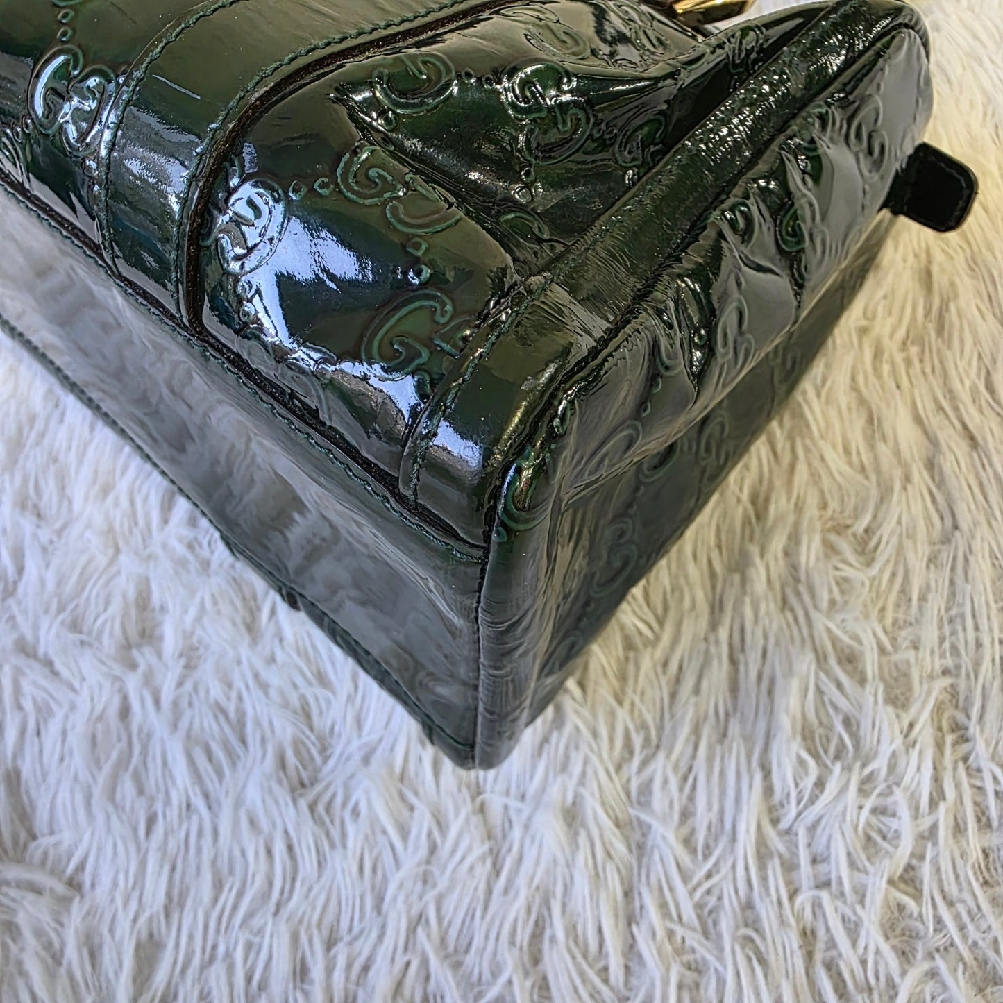 Gucci 深绿色漆皮 Microguccissima 手提包（二手） 
