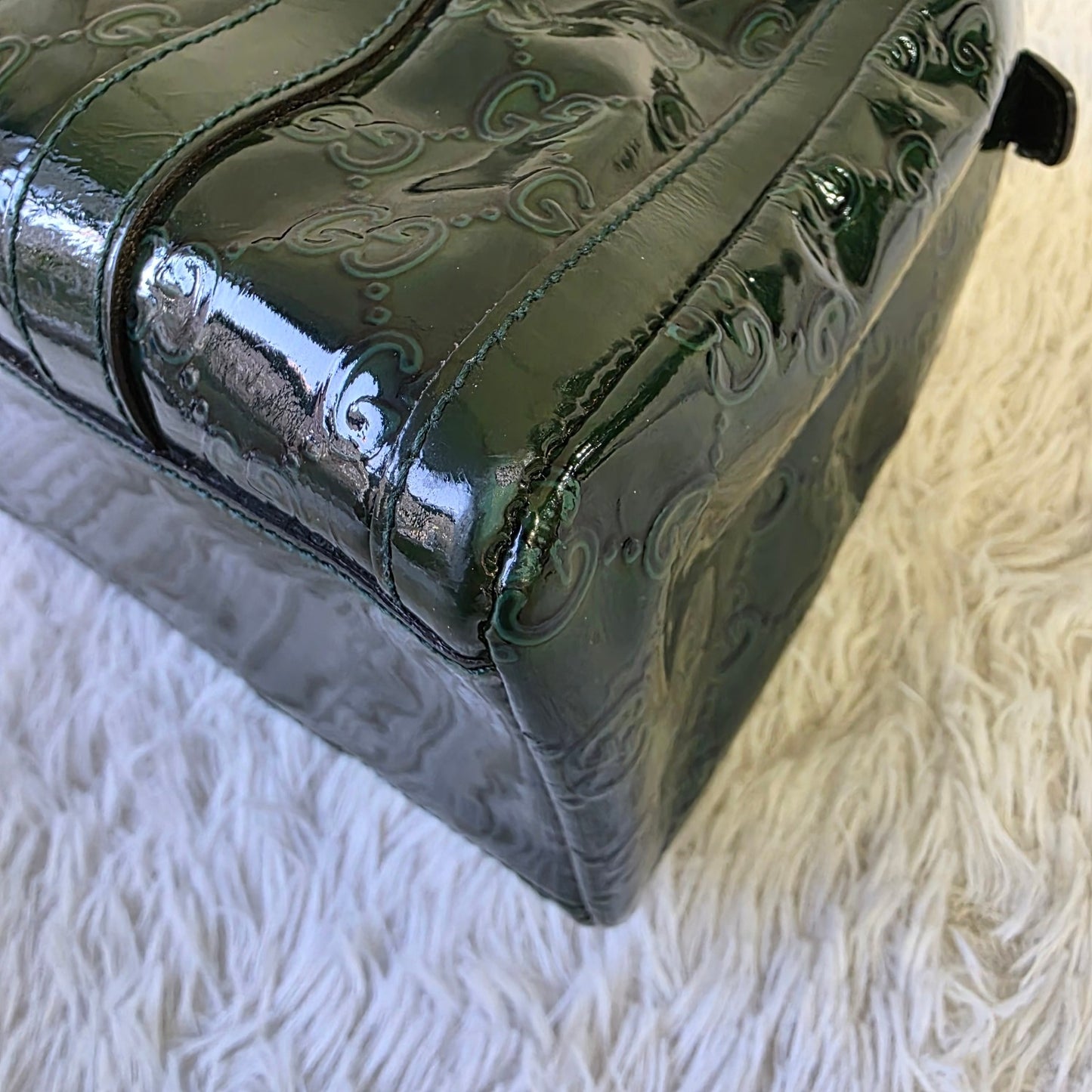 Gucci 深绿色漆皮 Microguccissima 手提包（二手） 