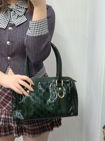 Gucci 深绿色漆皮 Microguccissima 手提包（二手） 
