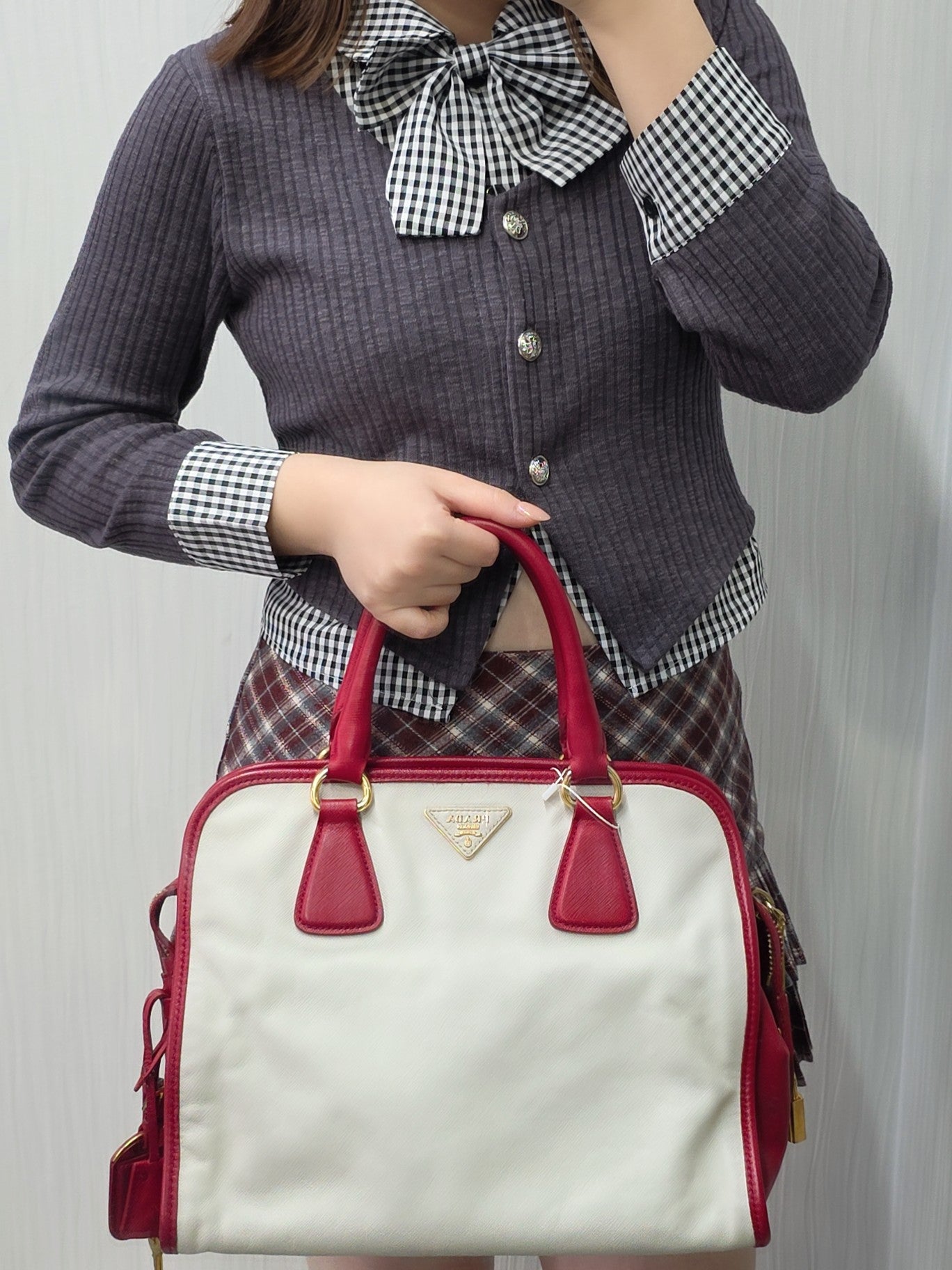 Prada Canvas Bauletto Bag (Pre-owned)