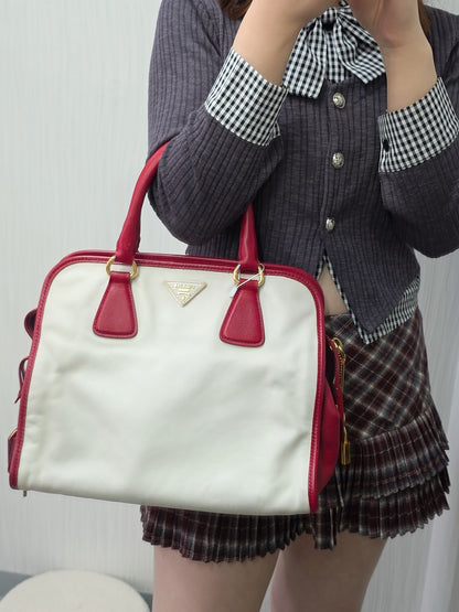 Prada Canvas Bauletto Bag (Pre-owned)