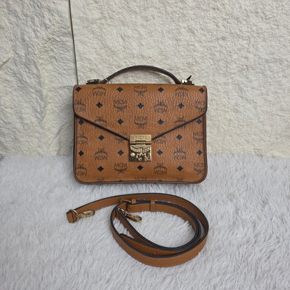 MCM Cognac Visetos Tracy Shoulder Bag (Pre-owned)