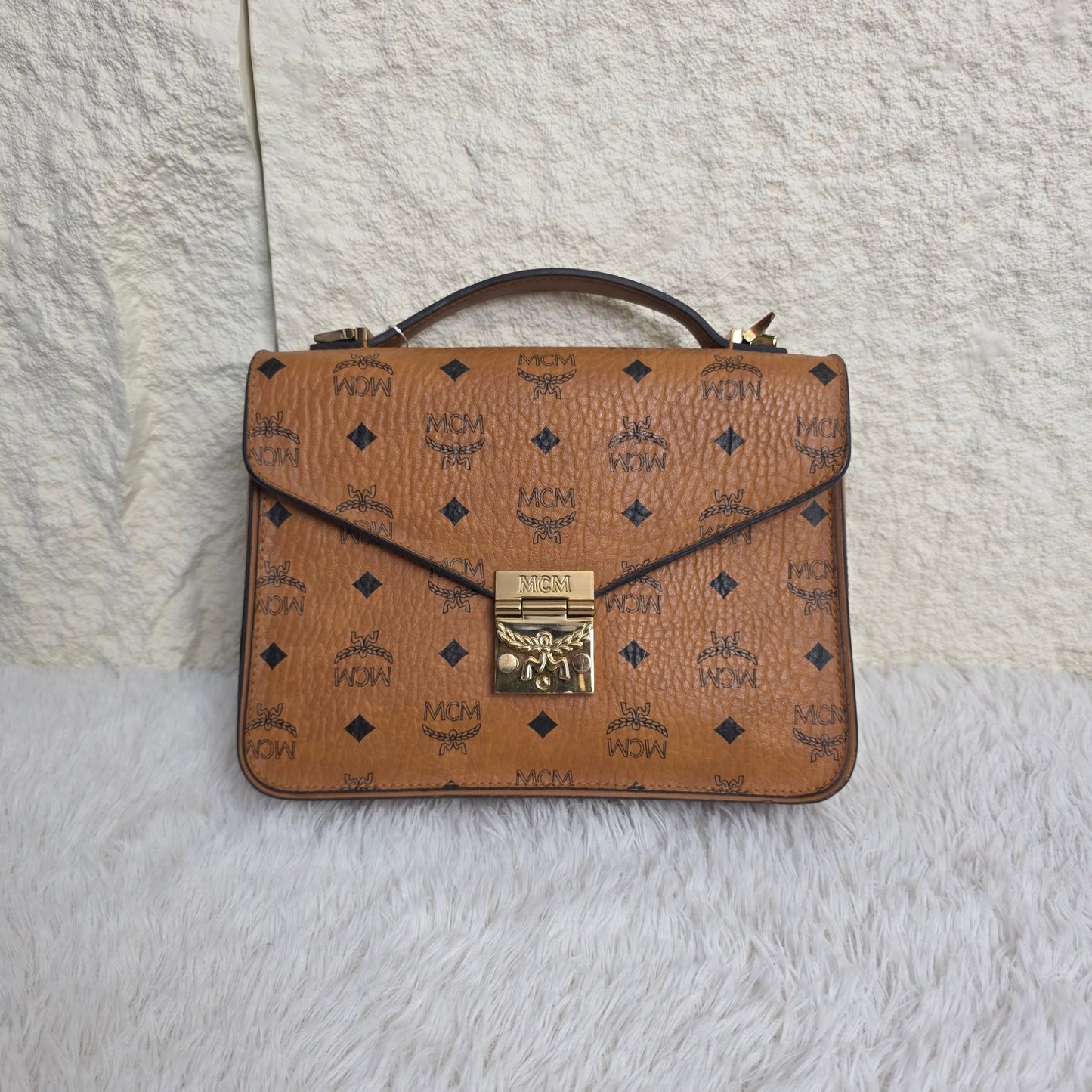 MCM Cognac Visetos Tracy Shoulder Bag (Pre-owned)