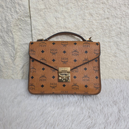 MCM Cognac Visetos Tracy Shoulder Bag (Pre-owned)