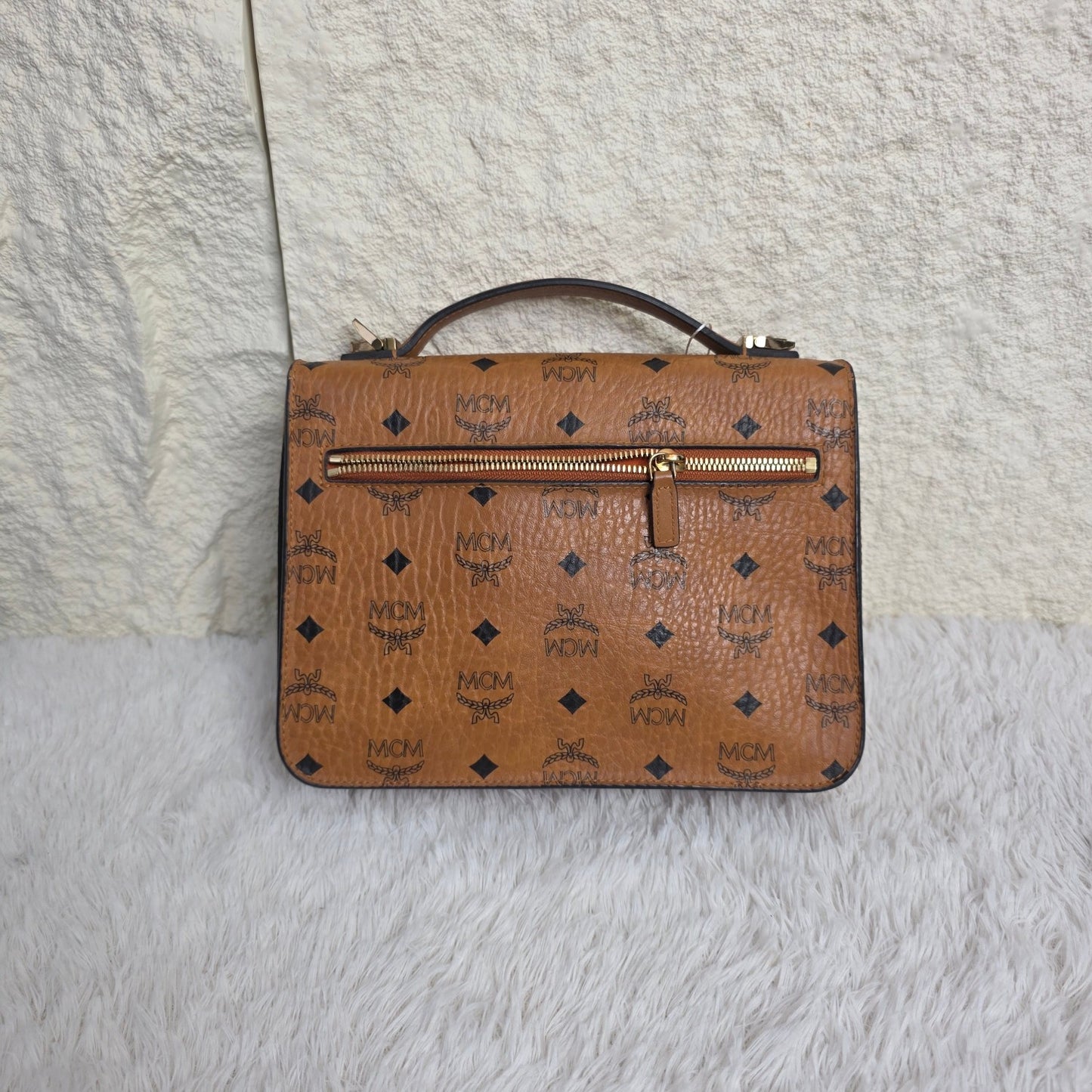 MCM Cognac Visetos Tracy Shoulder Bag (Pre-owned)