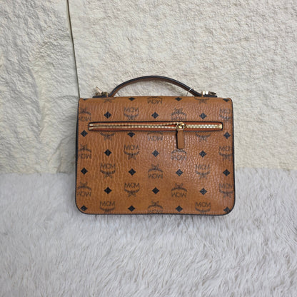 MCM Cognac Visetos Tracy Shoulder Bag (Pre-owned)