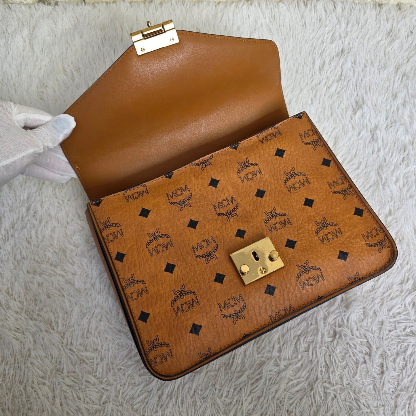MCM Cognac Visetos Tracy Shoulder Bag (Pre-owned)