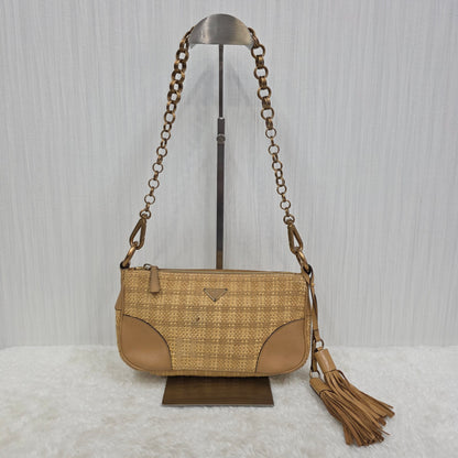 Prada Woven Leather Fringe Bag (Pre-owned)