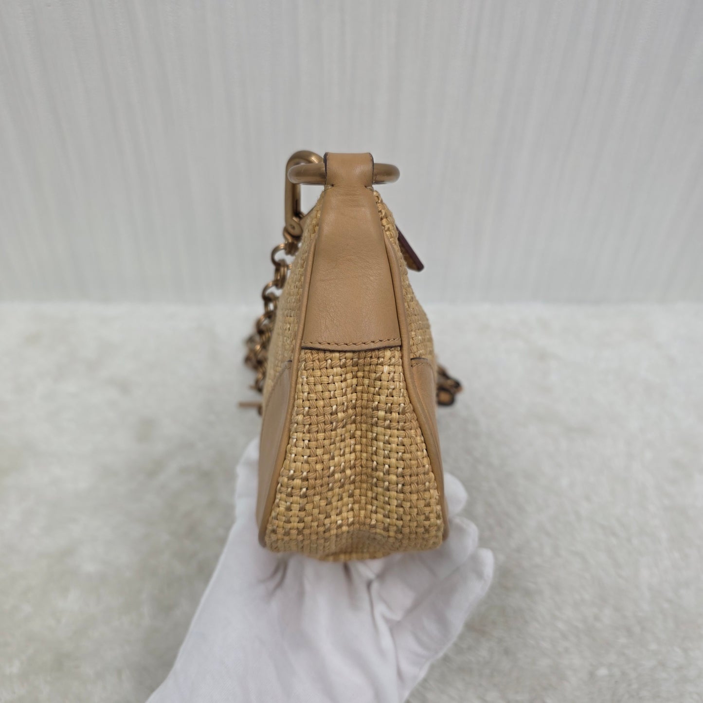 Prada Woven Leather Fringe Bag (Pre-owned)