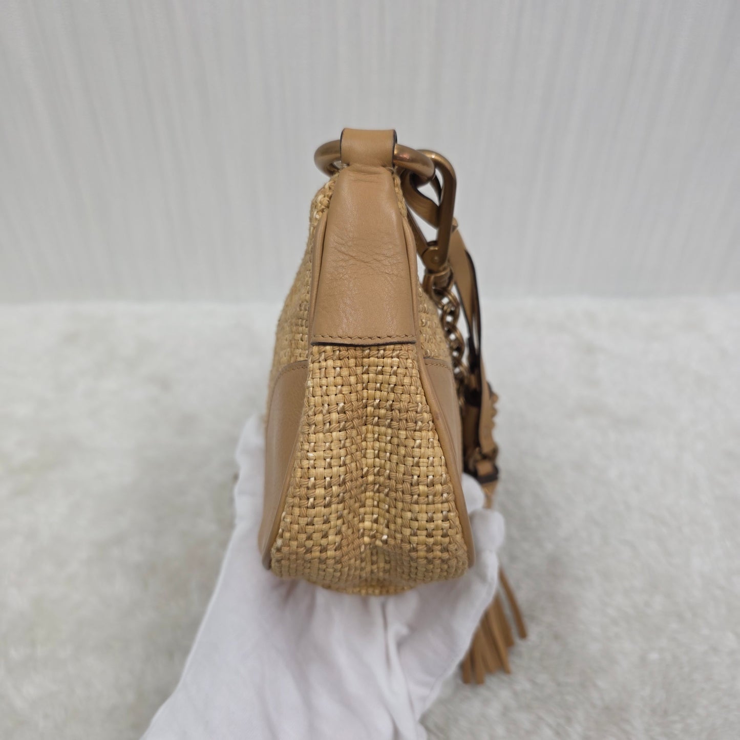 Prada Woven Leather Fringe Bag (Pre-owned)
