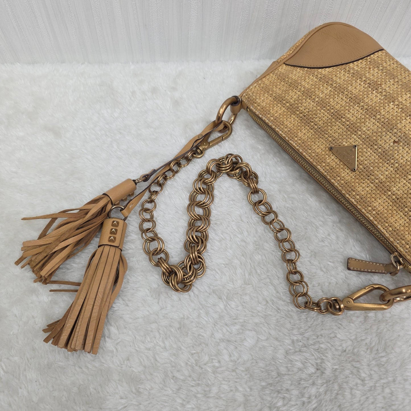 Prada Woven Leather Fringe Bag (Pre-owned)