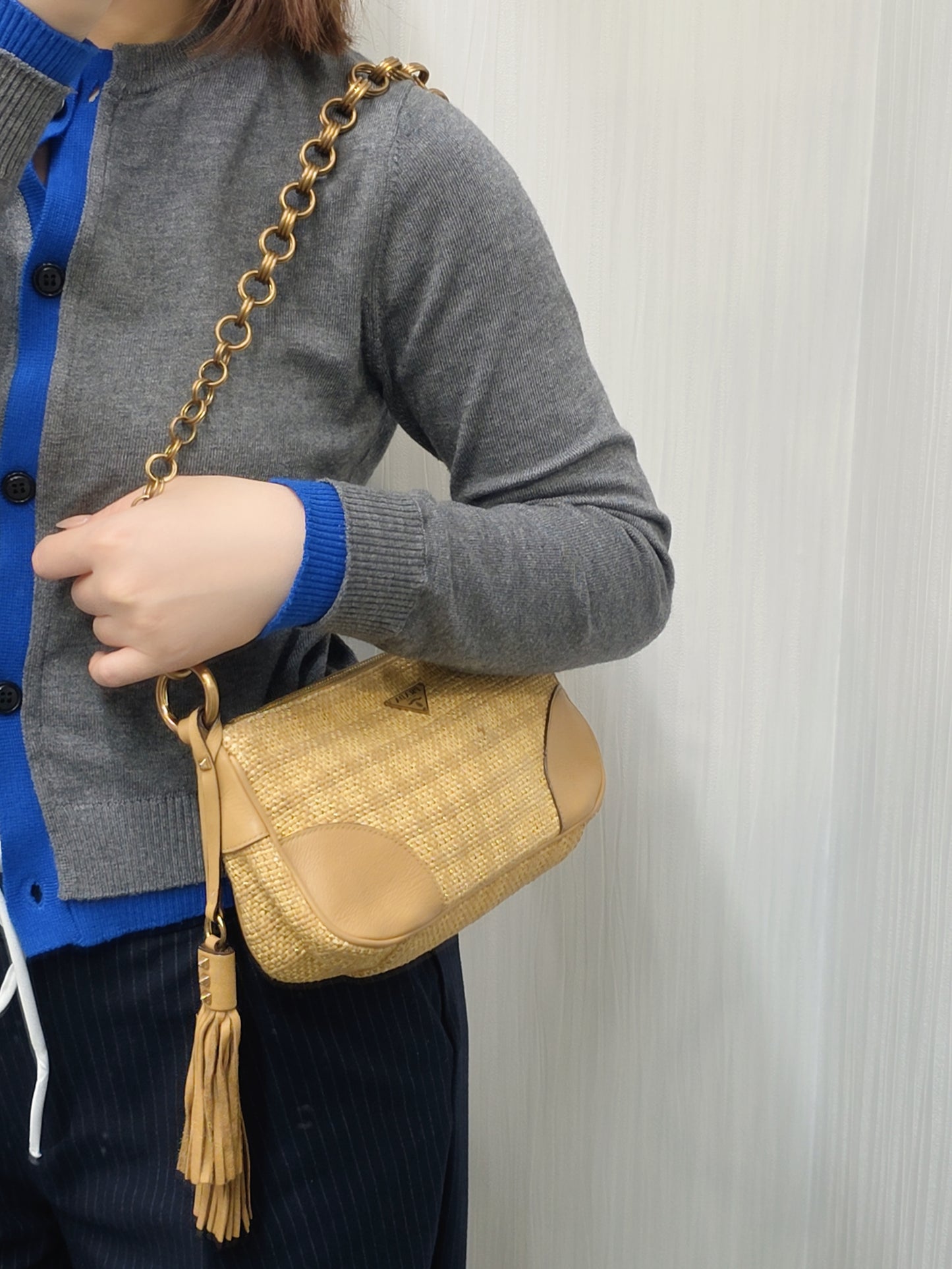 Prada Woven Leather Fringe Bag (Pre-owned)