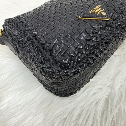 Prada Madras Woven Leather Flap Bag (Pre-owned)
