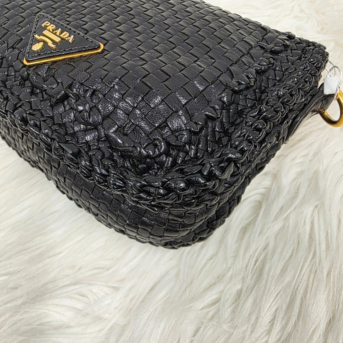 Prada Madras Woven Leather Flap Bag (Pre-owned)