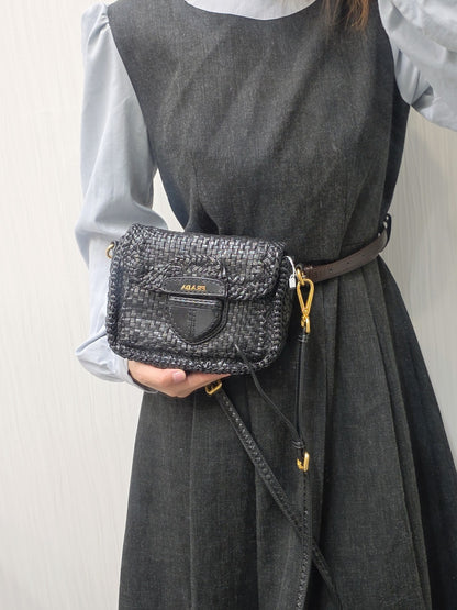 Prada Madras Woven Leather Flap Bag (Pre-owned)