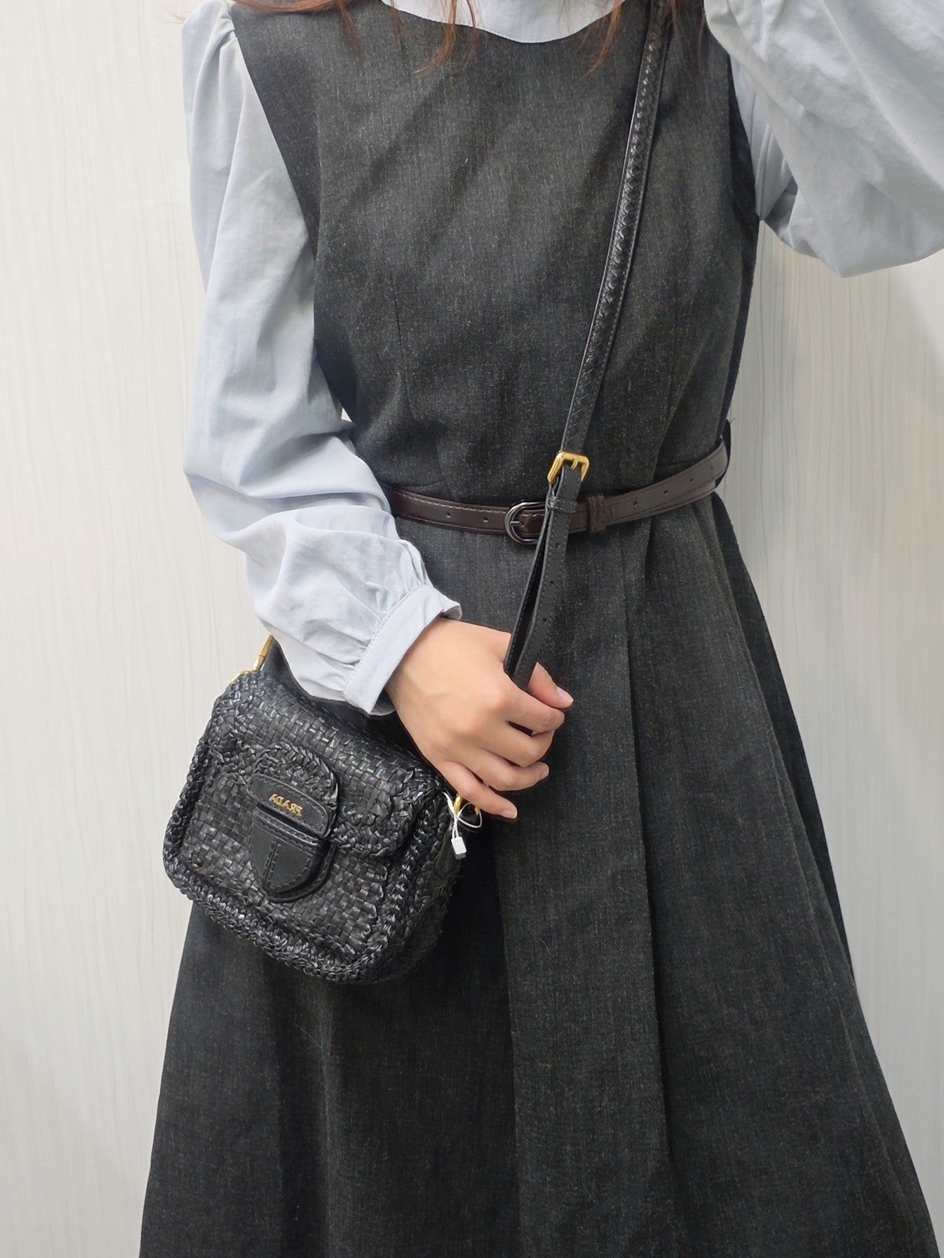 Prada Madras Woven Leather Flap Bag (Pre-owned)
