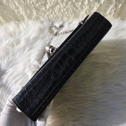 Saint Laurent Kate Croc Embossed Chain Shoulder Bag (Pre-Owned)