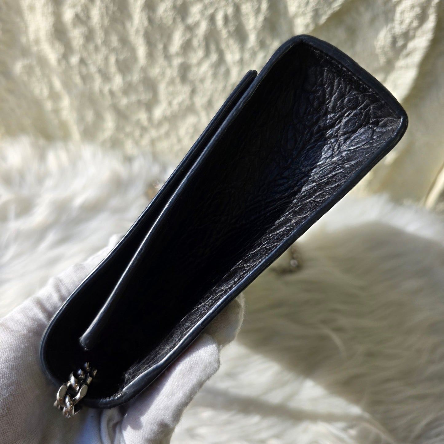 Saint Laurent Kate Croc Embossed Chain Shoulder Bag (Pre-Owned)