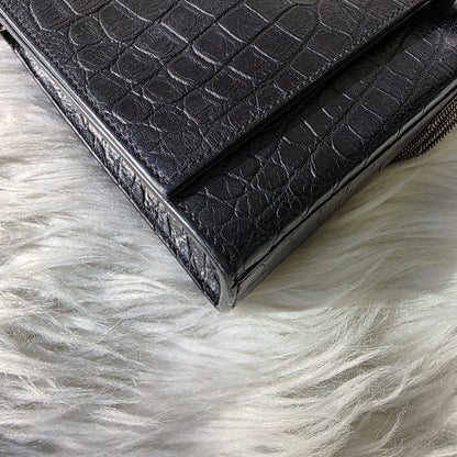 Saint Laurent Kate Croc Embossed Chain Shoulder Bag (Pre-Owned)