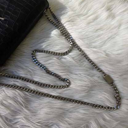 Saint Laurent Kate Croc Embossed Chain Shoulder Bag (Pre-Owned)