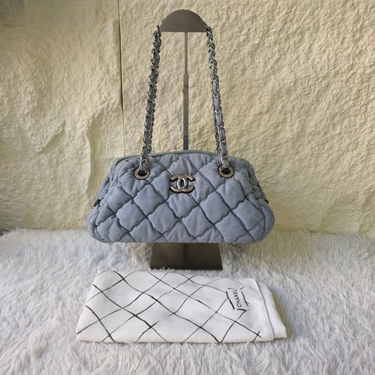 CHANEL Striped Puffy Chain Shoulder Bag (Pre-Owned)