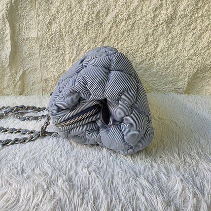 香奈儿条纹蓬蓬链条单肩包（二手） 