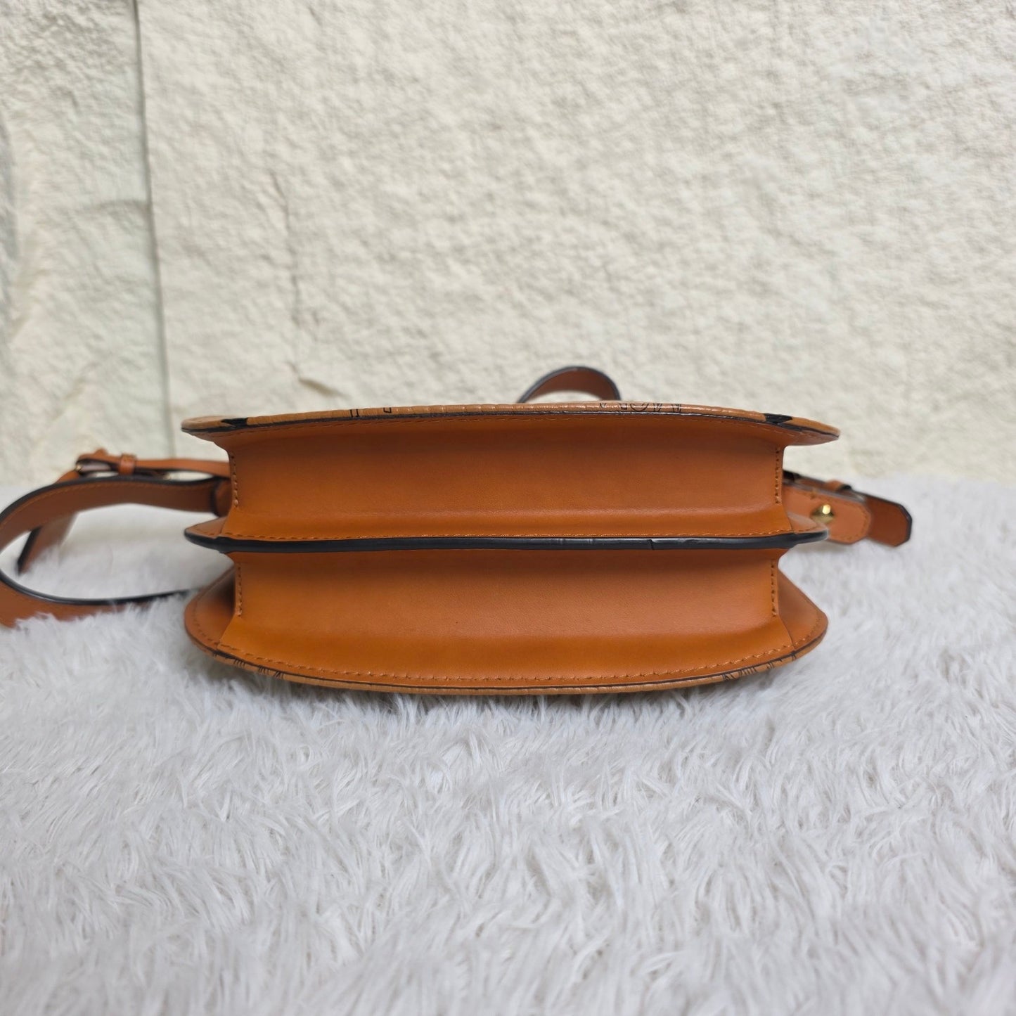 MCM Visetos Cognac Saddle Crossbody Handbag (Pre-Owned)