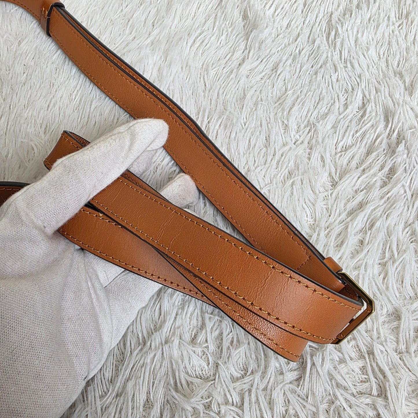 MCM Visetos Cognac Saddle Crossbody Handbag (Pre-Owned)