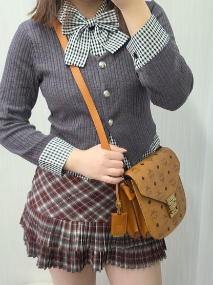 MCM Visetos Cognac Saddle Crossbody Handbag (Pre-Owned)