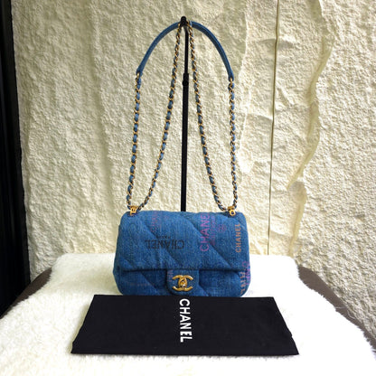 CHANEL Classic Flap Denim Graffiti Shoulder Bag (Pre-Owned)