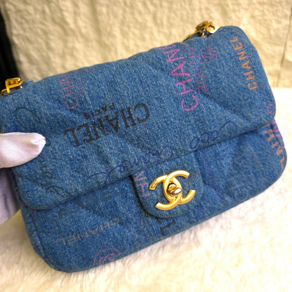 CHANEL Classic Flap Denim Graffiti Shoulder Bag (Pre-Owned)