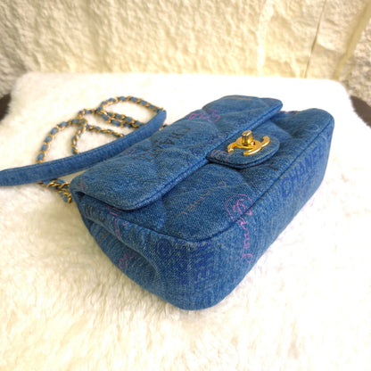 CHANEL Classic Flap Denim Graffiti Shoulder Bag (Pre-Owned)