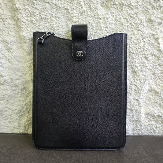 CHANEL Ultra Slim Chain Shoulder Bag Black Caviar Leather (Pre-Owned)