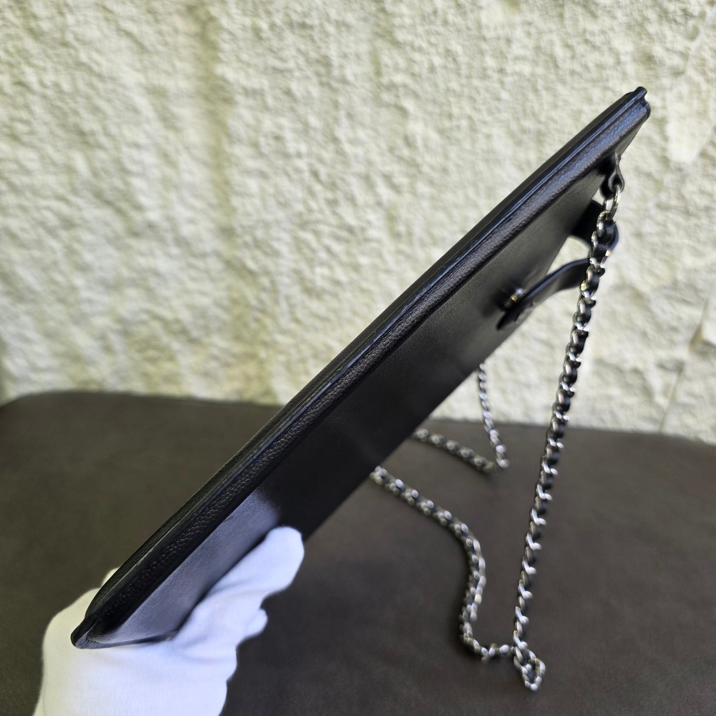 CHANEL Ultra Slim Chain Shoulder Bag Black Caviar Leather (Pre-Owned)