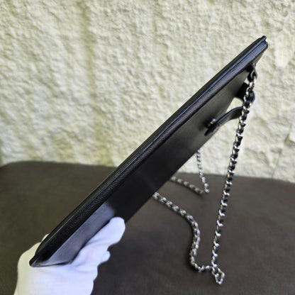 CHANEL Ultra Slim Chain Shoulder Bag Black Caviar Leather (Pre-Owned)