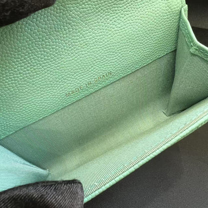 Chanel Mint Green Quilted Pearl CC Card Holder (Pre-Owned)
